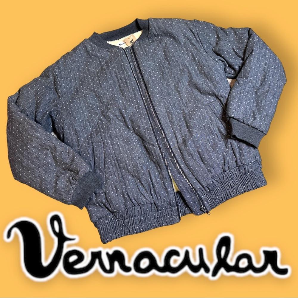 πHPπ NWT Vernacular Faux Sherpa Lined Quilted Bomber Jacket in Grey. Size S - Picture 2 of 15